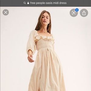 ISO Free People Oasis Smocked Midi Dress Xs